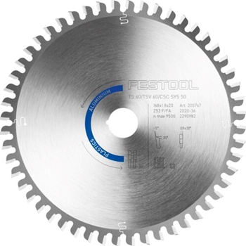 Lame de scie circulaire ALUMINIUM/PLASTICS HW 168x1,8x20 F/FA 52