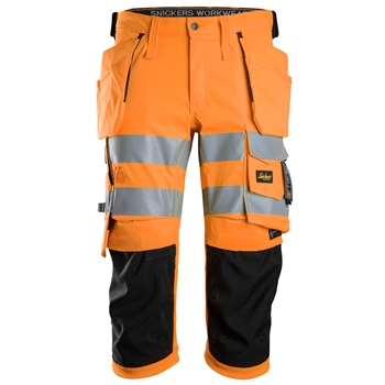 6138 Pantacourt en tissu extensible avec poches holster haute visibilité, Classe 1/2