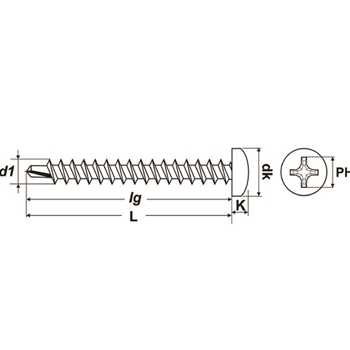 Vis autoperceuse Phillips DIN 7504 PROFIX